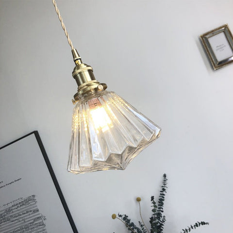 Diamond Glass Pendant Light with Metal Fitting