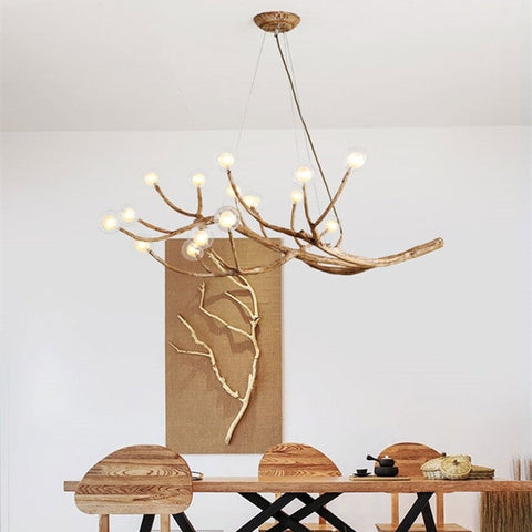 Branch Chandelier with Glass Globes for Rustic Dining and Living Rooms