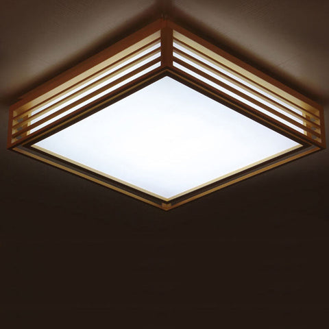 Wood Tatami LED Ceiling Light with Square Japanese Design
