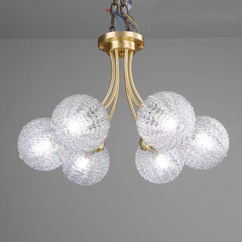 Metal Chandelier with Textured Glass Globes