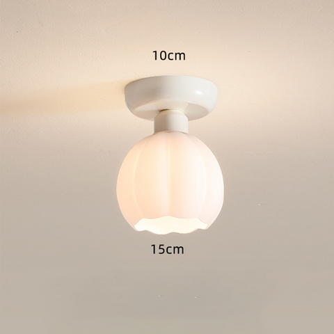 Glass Pumpkin Ceiling Light with Scalloped Shade