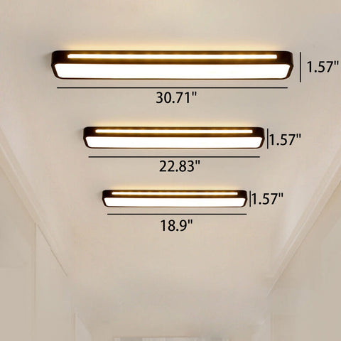 Long LED Flush Mount Ceiling Light with Rounded Frame for Interiors