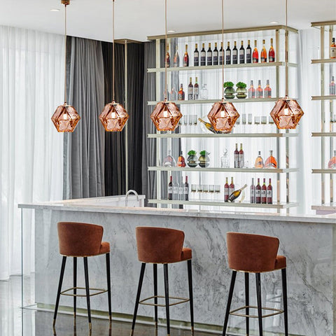 Geometric Glass Pendant Light with Faceted Shade