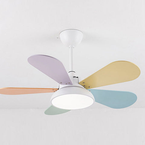 Ceiling Fan with Wood Blades and Integrated LED Light