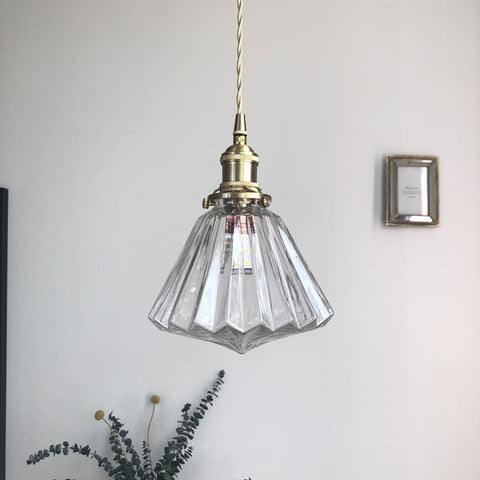 Diamond Glass Pendant Light with Metal Fitting