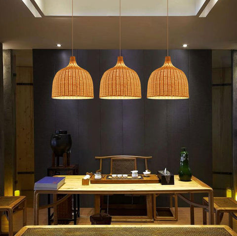 Tapered Rattan Basket Pendant Light