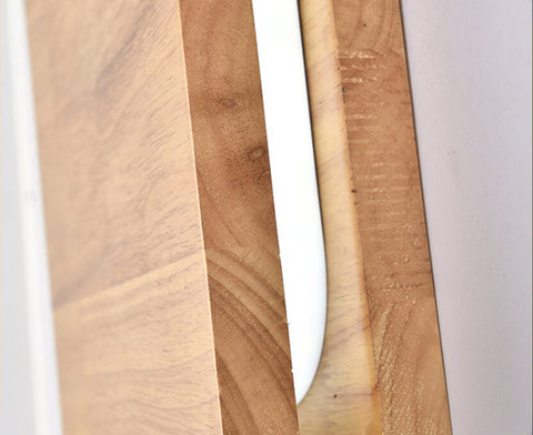 Rubberwood LED Wall Light with Acrylic Diffuser and Geometric Form