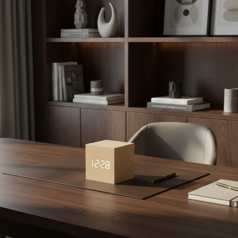 Digital Alarm Clock with Cube Design and Adjustable LED Display