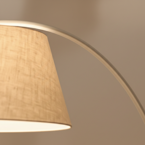 Arc Floor Lamp with Fabric Shade and Curved Metal Stem