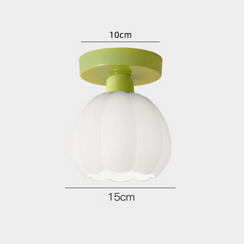 Glass Pumpkin Ceiling Light with Scalloped Shade