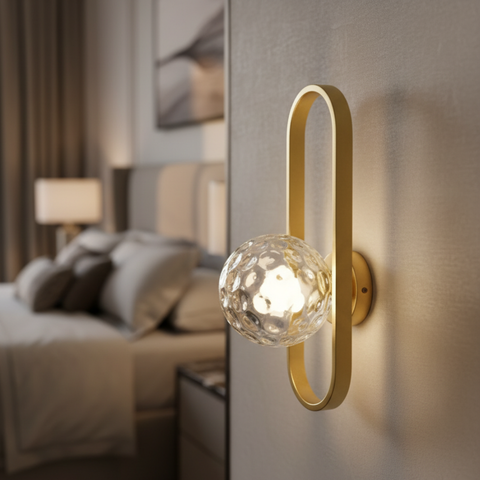 Wall Sconce with Oval Metal Frame and Glass Globe Shade