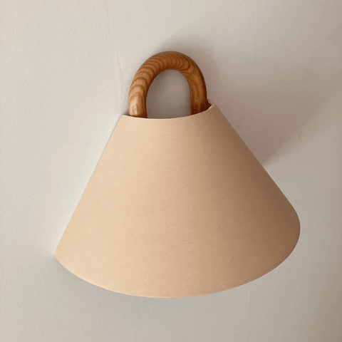 Pleated Wood Wall Sconce with Semicircular Fabric Shade for Bedrooms