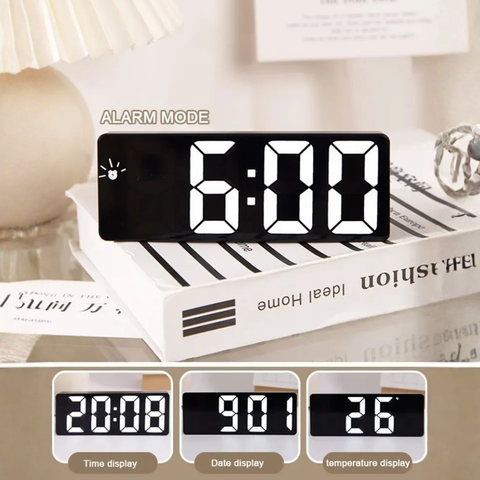 Digital Alarm Clock with LED Time and Temperature Display