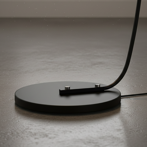 Arc Floor Lamp with Fabric Shade and Curved Metal Stem