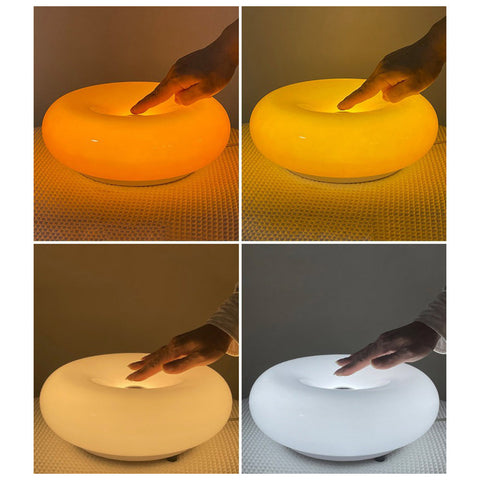 Glass Donut Table Lamp with Integrated LED Light