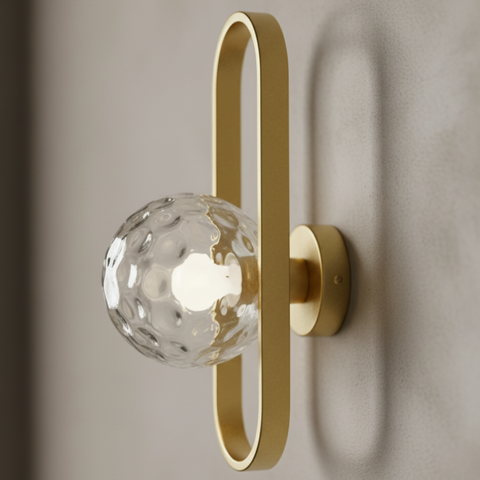 Wall Sconce with Oval Metal Frame and Glass Globe Shade
