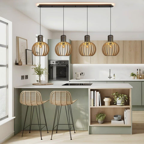 Scandinavian Wood Pendant Light for Kitchen Islands and Dining Rooms