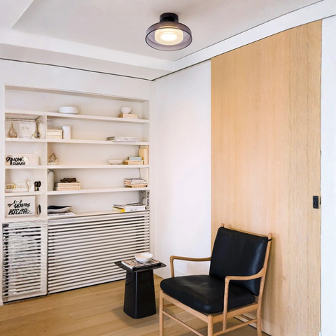 Ceiling Light with Rounded Glass Ring and Warm LED Lighting