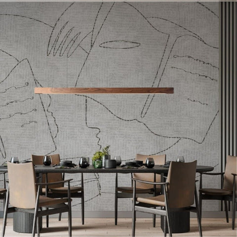 Linear Wood-Look LED Pendant Light for Kitchen Islands and Dining Tables