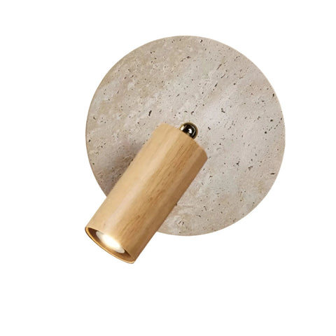 Wall Light with Rotatable Travertine Disc