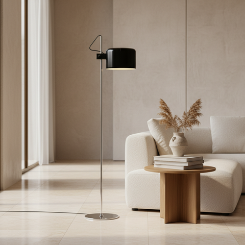 Floor Lamp with Adjustable Rounded Shade and Foot Switch Control