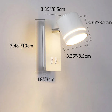Rotatable LED Reading Wall Sconce with Square Backplate and Spotlight