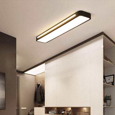 Long LED Flush Mount Ceiling Light with Rounded Frame for Interiors