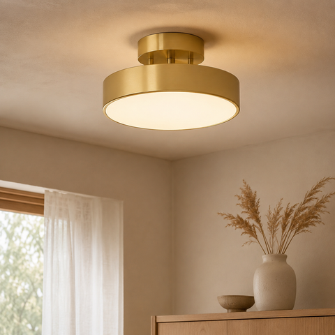 Iron LED Flush-Mount Ceiling Light with Three Light Settings