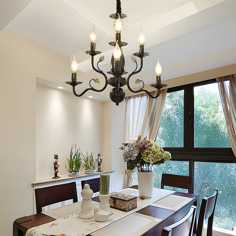 Contemporary Multi-Light Chandelier with Curved Design