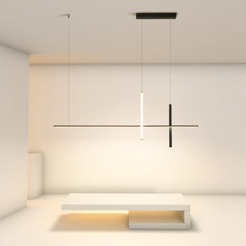Linear LED Pendant Chandelier with Minimalist Crossed Design