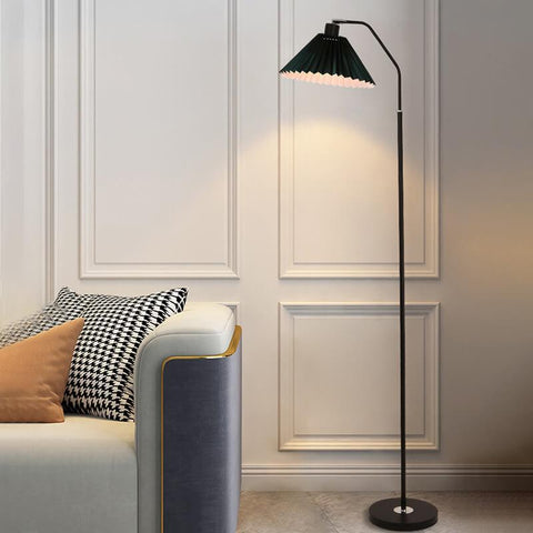 Pleated Shade Floor Lamp with Minimalist Metal Frame for Bedrooms