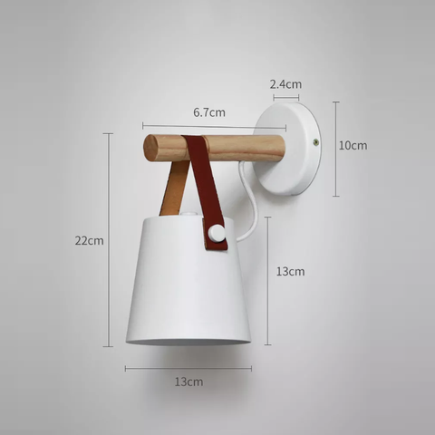 Scandinavian Wood and Metal Wall Sconce for Bedside Reading Light