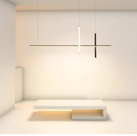 Linear LED Pendant Chandelier with Minimalist Crossed Design