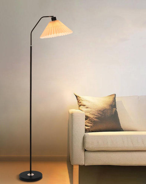 Pleated Shade Floor Lamp with Minimalist Metal Frame for Bedrooms