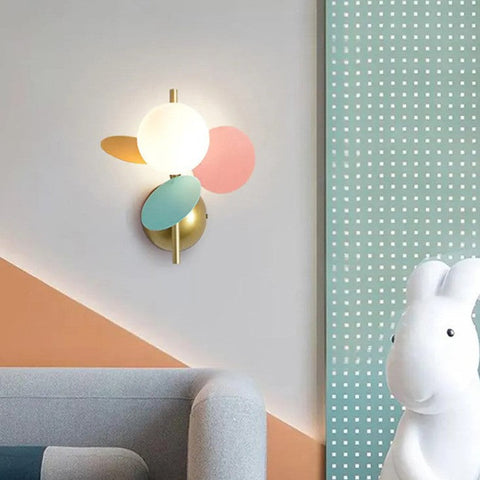 Floral Brushed Metal Wall Sconce for Bedrooms and Children's Rooms