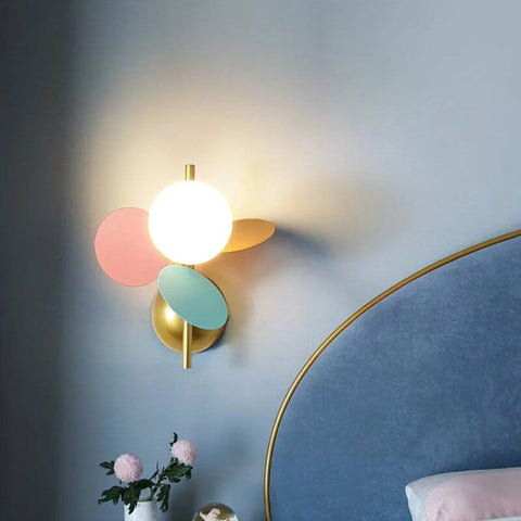 Floral Brushed Metal Wall Sconce for Bedrooms and Children's Rooms
