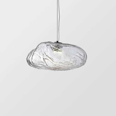 Cloud-Shape Glass Pendant Light with Rippled Shade