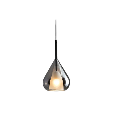 Pendant Light with Teardrop Glass and Reflective Smoke Finish
