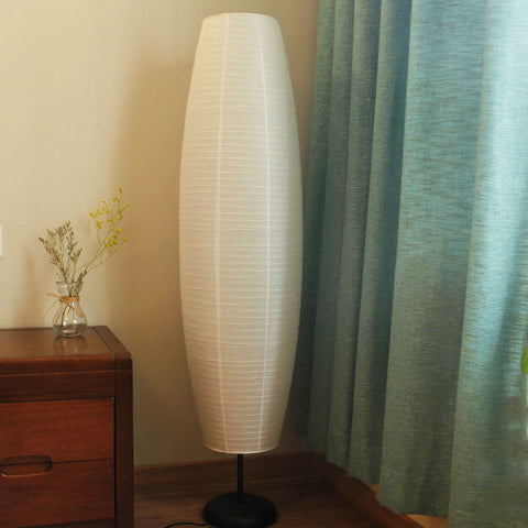 Rice Paper Column Floor Lamp with Two-Light Ambient Design