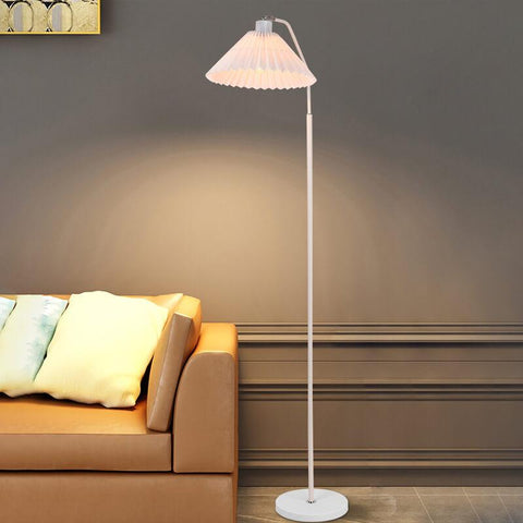 Pleated Shade Floor Lamp with Minimalist Metal Frame for Bedrooms