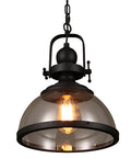 Industrial Glass Pendant Light with Metal Bowl Frame — product view