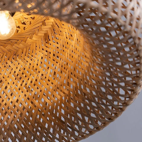 Woven Bamboo Ceiling and Pendant Light for Dining and Living Rooms