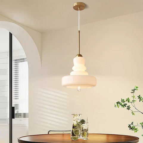 Glass Gourd Pendant Light with Tiered Shade