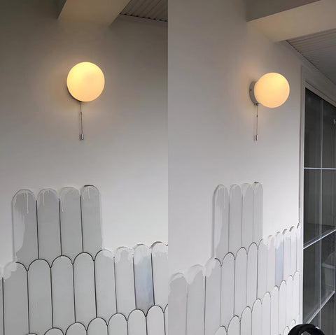 Wall Light with Pull Cord and Frosted Globe Shade