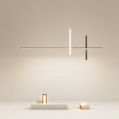 Linear LED Pendant Chandelier with Minimalist Crossed Design