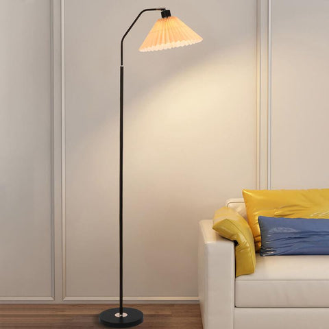 Pleated Shade Floor Lamp with Minimalist Metal Frame for Bedrooms