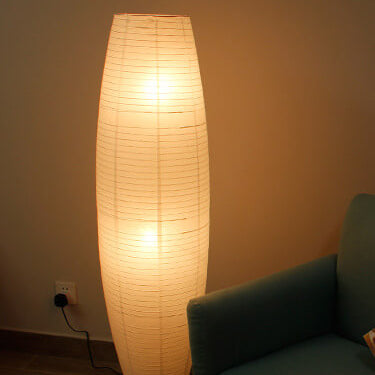 Rice Paper Column Floor Lamp with Two-Light Ambient Design