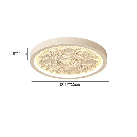 Carved Floral LED Ceiling Light with Resin Relief Detail for Bedrooms