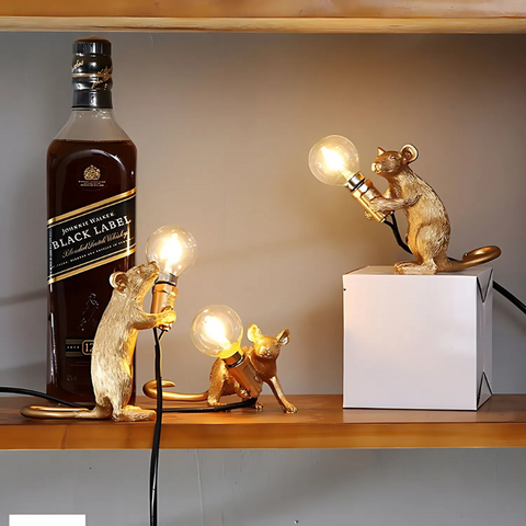 Decorative Mouse Table Lamp with Warm LED Light for Unique Home Decor