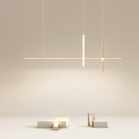 Linear LED Pendant Chandelier with Minimalist Crossed Design
